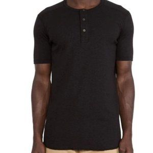 Wings + Horns Black Henley Tee